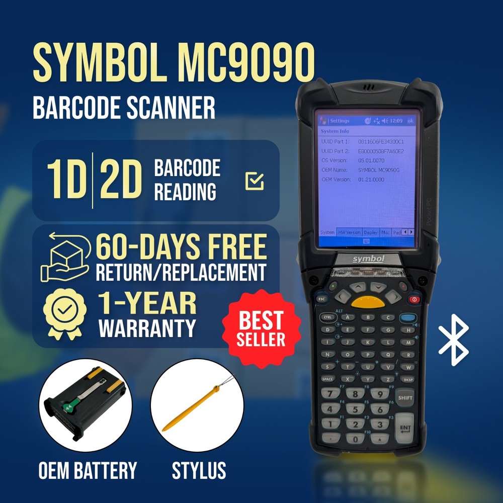 ✅Motorola Symbol MC9090 53-Key 1D 2D Barcode Scanner w/Kit 1 YEAR WARRANTY!🔥⭐