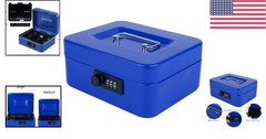 Water-Resistant Metal Cash Storage Box with Combination Lock, 7.87&Prime; Compact Size