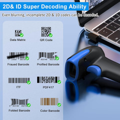 Wireless Bluetooth Barcode Scanner,3-In-1 Bluetooth & USB Wired & 2.4G Wireless