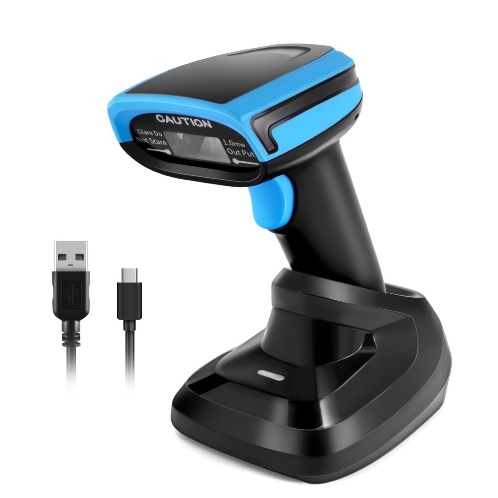 Barcode Scanner Wireless 1D Laser Reader Stand 2.4G USB Wired Plug And Play