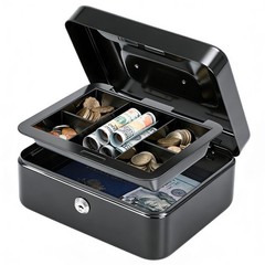 Medium Cash Box with Removable Money Tray, Key Lock Metal Storage Box with 2 …