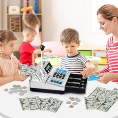 Calculator Cash Register – 103 Pcs Toy Cash Register, Set with Microphone, Cr…