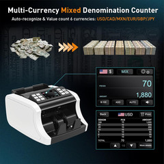 NUCOUN Mixed Denomination Money Counter Machine, Commercial Grade Bill Value Cou
