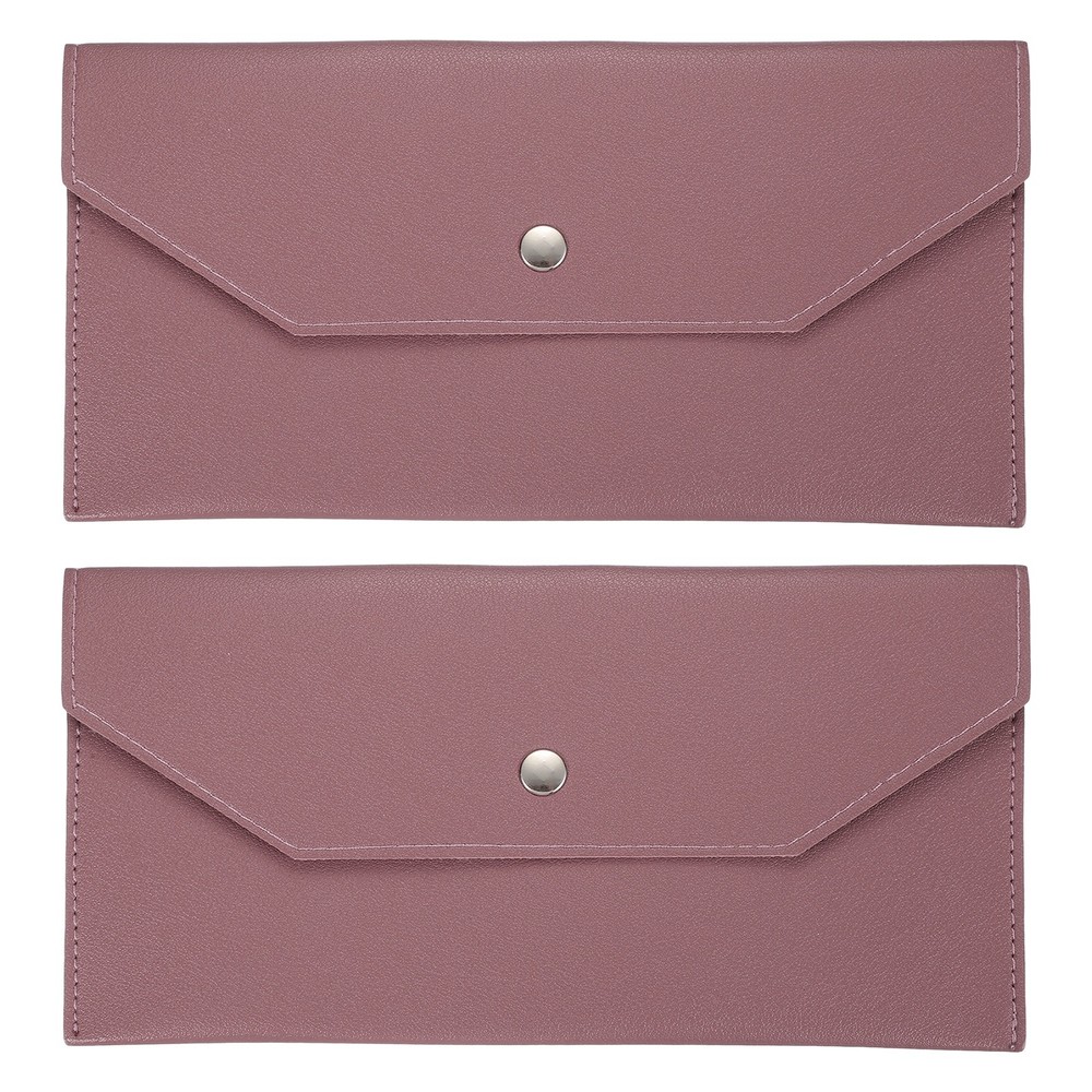 2Pcs PU Leather Envelope Wallet Money for Women Men,Oak