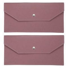 2Pcs PU Leather Envelope Wallet Money for Women Men,Oak