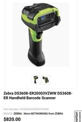 Zebra DS3608-ER20003VZWW DS3608-ER Handheld Barcode Scanner w/out USB cord