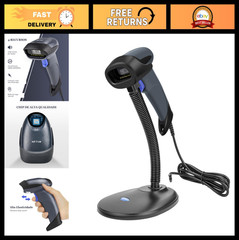 2D Barcode Scanner with Stand, USB Wired QR Code Reader, Automatic Handheld Gun