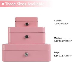 Mini Locking Cash Box for Kids – Durable Steel with Key Lock, Pink, 4.92&Prime;