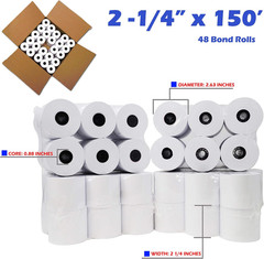 Adding Machine/Calculator Roll, 2-1/4&Prime;x150 ft White 12 Rolls
