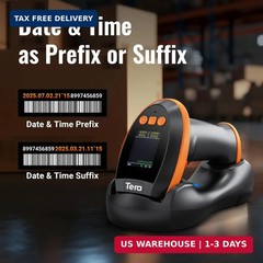 Tera Barcode Scanner Wireless with Screen: Pro Version 1D 2D QR with Setting Key