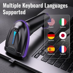1D Wireless Barcode Scanner with Battery Indicator, USB & 2.4G Reader, IP54, 220
