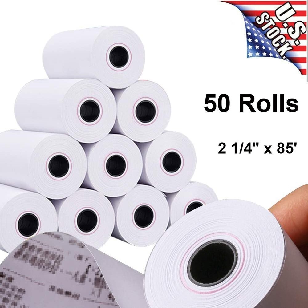 50 Rolls 2 1/4&Prime; x 85&prime; Thermal Receipt Paper Case POS Cash Register Free Shipping