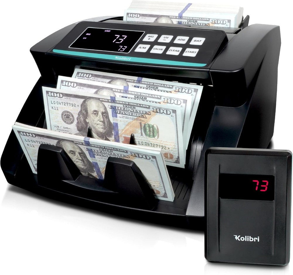 KOLIBRI Money Counter Machine with Advanced Fake Detection & Pack of 1, Vo