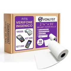 Thermal Paper Roll 2 1/4 X 55 for Verifone Vx520 Ingenico ICT220 ICT250 FD400…
