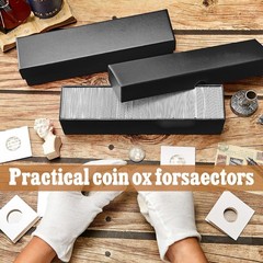 Teling 8 Pcs Coin Storage Box 2x2inch Flip Holders 9 x 2 x 2 Inches, Black