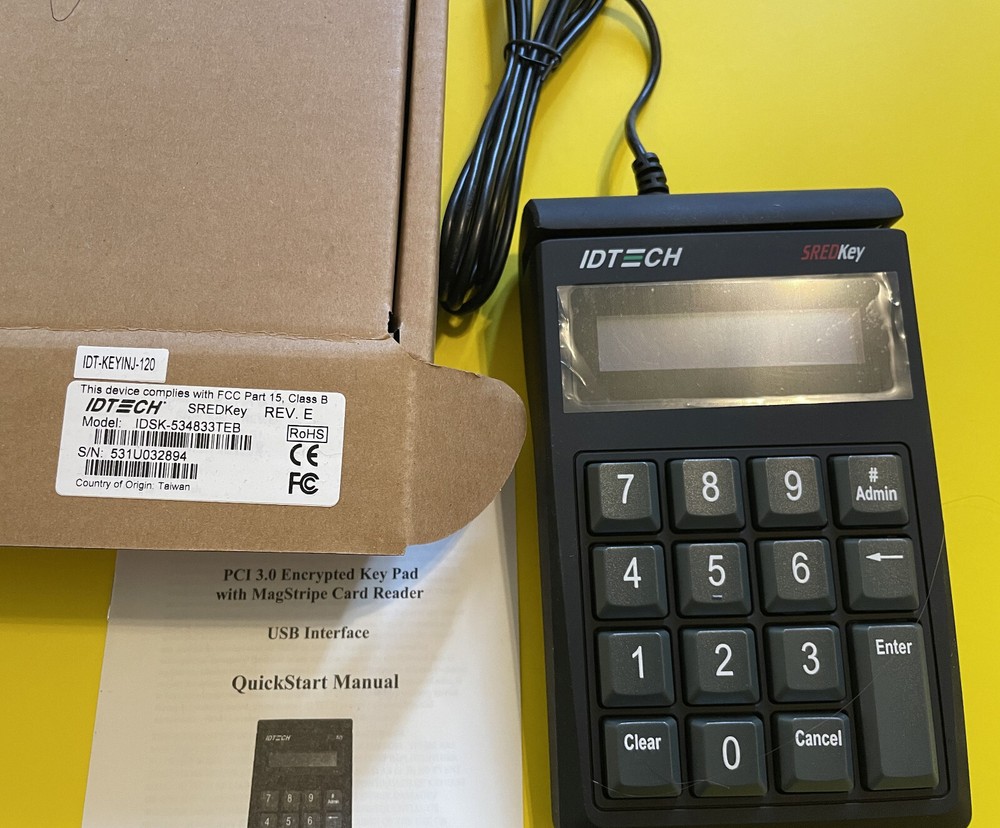 ID Tech IDSK-534833TEB USB PCI 3.0 Card Reader SREDKey REV. E, New in Box