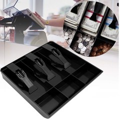 Cash Register Drawer Insert Tray 3 Bill 3 Coin Compartments Plastic Clip Black