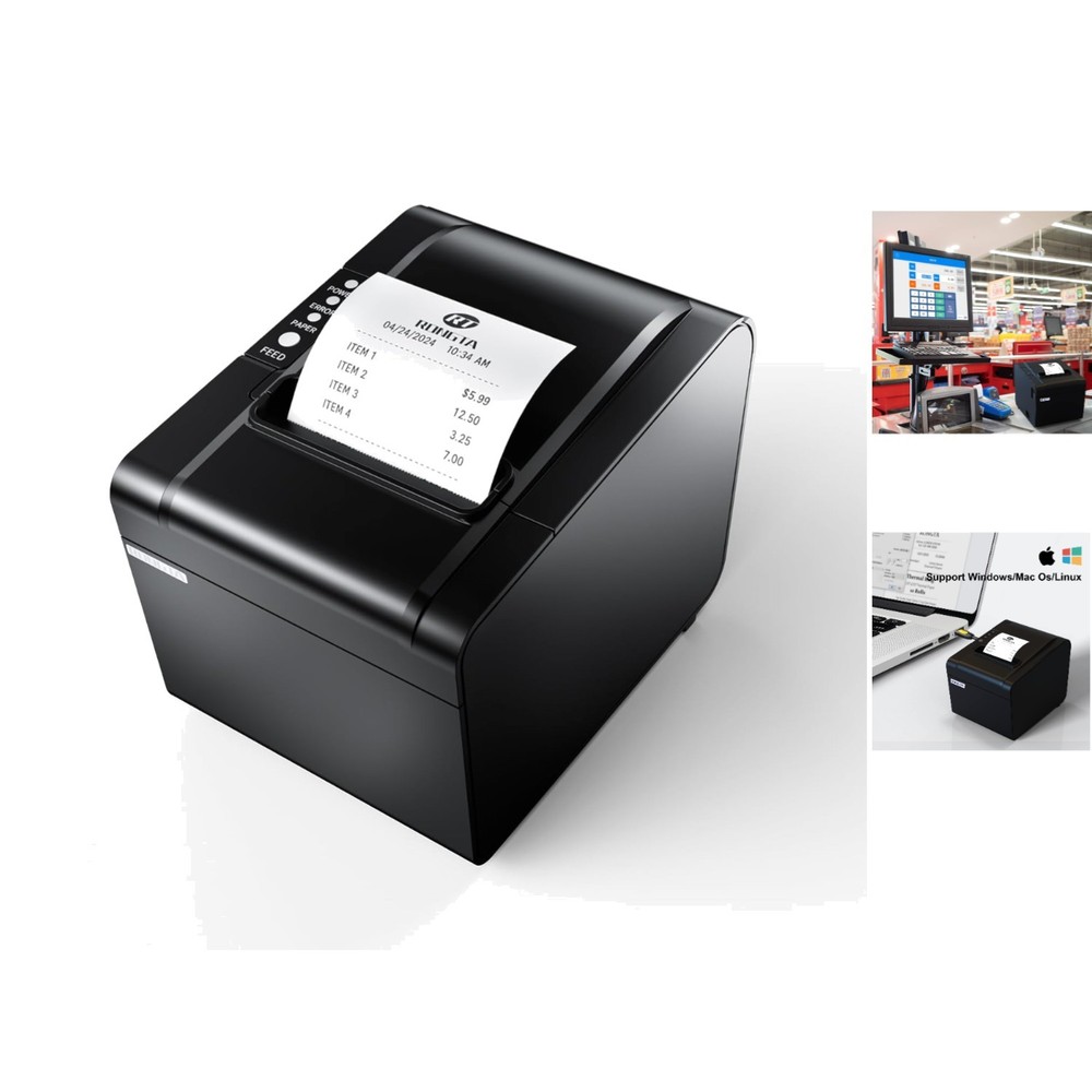 Versatile POS Printer: 80mm Thermal with USB, Ethernet & Auto Cutter Technology