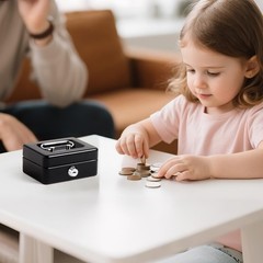X-Small Cash Box with Lock – Money Saving Box for Cash Coins, Small Lock Box