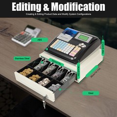 Electronic Cash Register POS System LED Display For Retail W/ Drawer 48 Keys US
