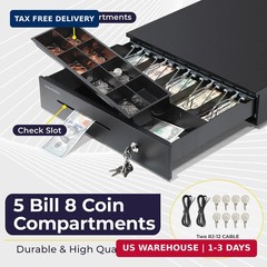 Electronic Cash Register Drawer for Point of Sale (POS) System, 5 Bill/8