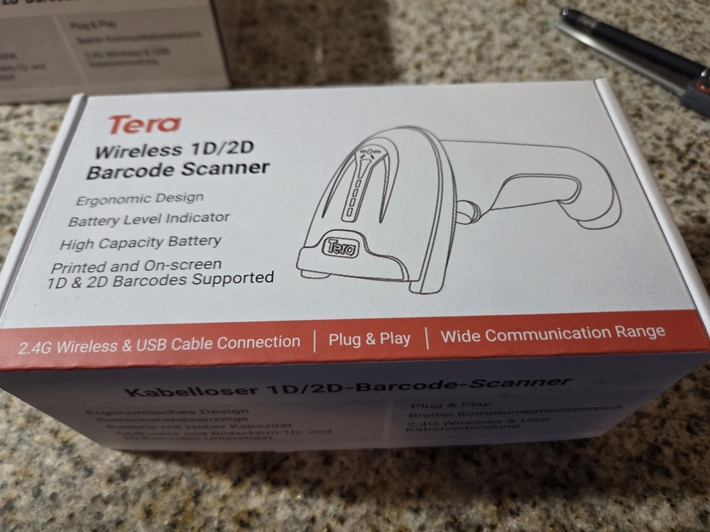 TERA D5100 Barcode Scanner Wireless Rechargeable Handheld W/ Stand