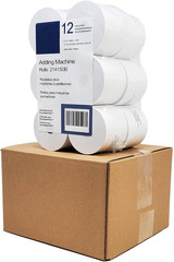 Adding Machine/Calculator Roll, 2-1/4&Prime;x150 ft White 12 Rolls