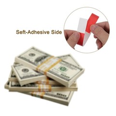 Pack of 50 Money Band Bundles, 9.8 x 0.7&Prime; Self-Adhesive Bill Wrappers, Red