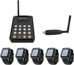 Retekess TD113 Pager System Restaurant Pagers for Servers 262ft Range 5 Watches