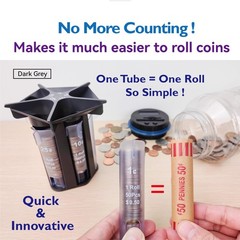 CO5IN1 Change Sorter Tube Coin Counter with Coin Wrappers, 5in1 Coin Sorter C…