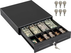 13&Prime; POS Cash Register Drawer, 4 Bill 6 Coin Tray, Removable Coin Compartment, 12