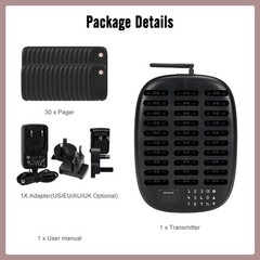 Retekess TD175P Restaurant Pager System Guest Queuning 30 Buzzers Food Truck Bar