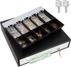 Sam4S 16&Prime; « Stainless Steel » Front Heavy Duty Black POS Cash Drawer with 5Bill/5C