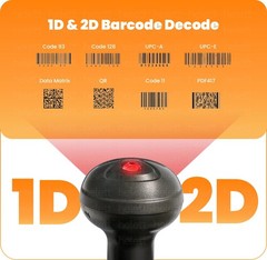 HT20 Wireless 2.4GHz 2D 1D Barcode Scanner Wired Rechargeable ABS Black USB