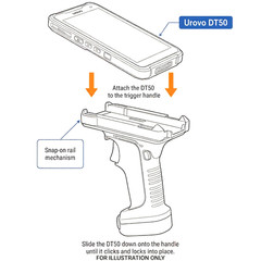 Urovo DT50 Pistol Grip Snap-On Trigger Handle Attachment for Barcode Scanning