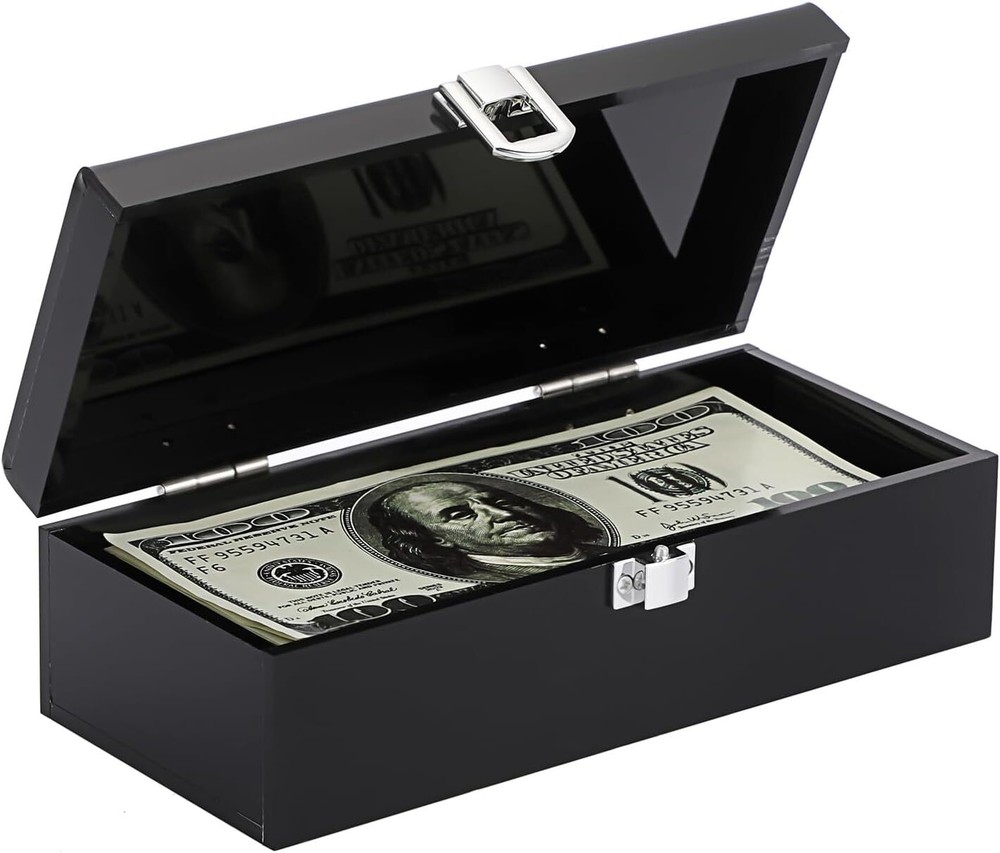 Hipiwe Cash Box Money Holder Black Cash Organizer Money Storage Box Single Row