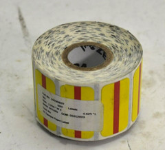 Zebra Direct Thermal Opaque Paper Labels 1.25&Prime; x .625&Prime; Yellow Red Stripe 600 Ct