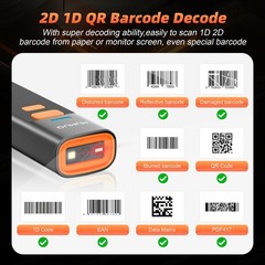 Wireless Bluetooth 1D 2D QR Barcode Scanner USB 2.4G Windows Android iOS PC