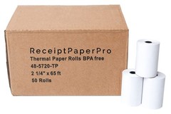 2 1/4” x 65 ft Thermal Receipt Paper Rolls, fits Ingenico Desk 3500 Desk 5000…