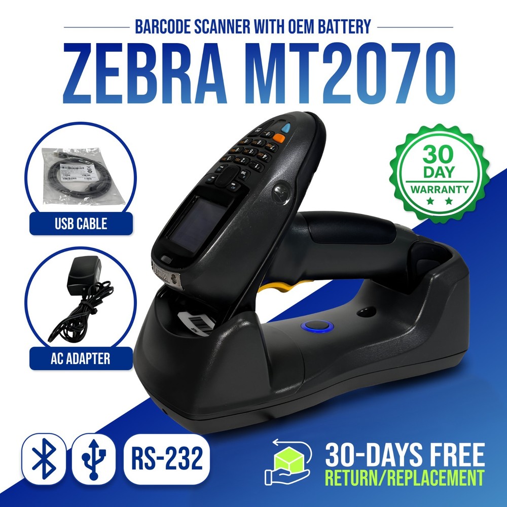 Zebra MT2070-ML4D62370WR Barcode Scanner w/Battery; STB2078 Dock & Bundle GradeA