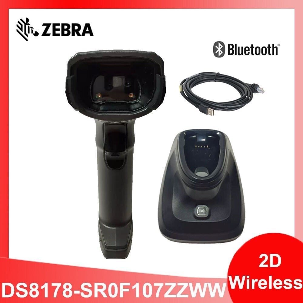 Zebra DS8178-SR0F107ZZWW Wireless Bluetooth 2D/1D/QR Barcode Scanner with Cradle
