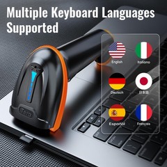 Tera 1D 2D QR Barcode Scanner Wireless and Wired with Orange, Orange