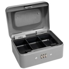 BARSKA 6 Inch Steel Compact Cash Box w/ Combination Lock in Grey, CB11782