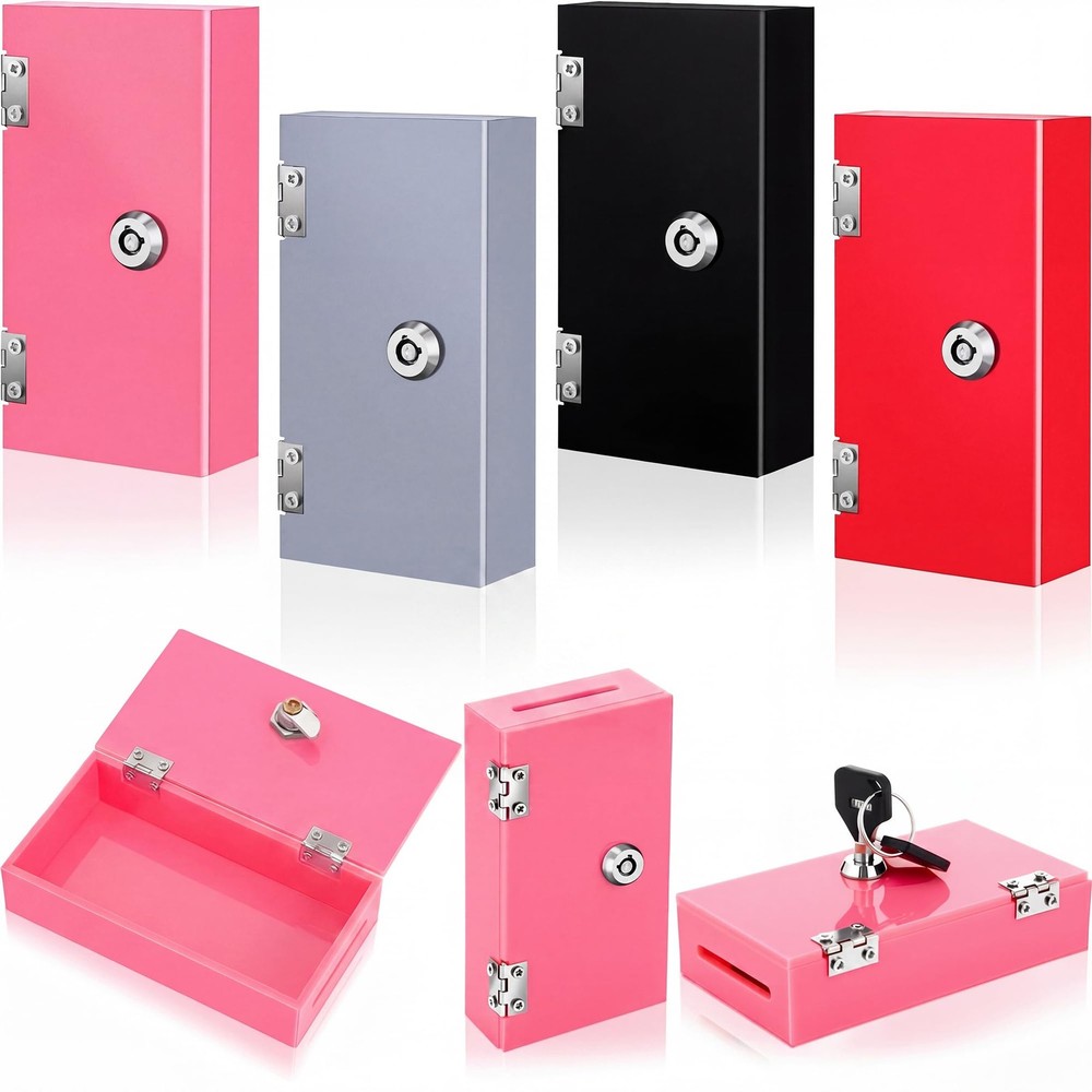 Honeydak 4 Pack Acrylic Cash Box Small Classic Color with 2 Keys