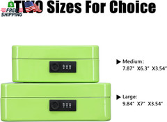 KYODOLED Large Cash Box with Combination Lock,Safe Metal Box for Money, Storage