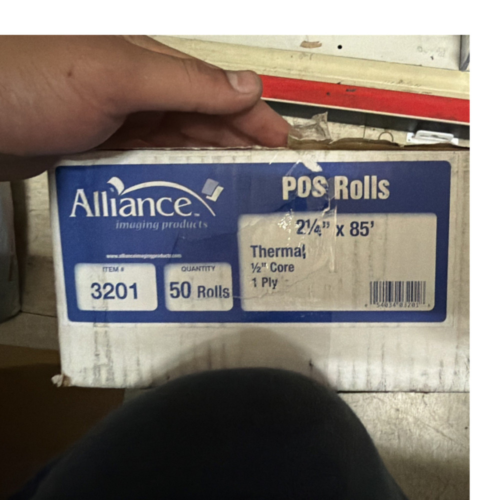 Alliance 3201 Thermal POS 50 Paper Rolls 2 1/4 in x 85 ft for POS Machines