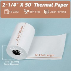 (20 Rolls) 2 1/4 x 50 Thermal Receipt Paper Rolls, POS Cash Register Paper Ro…