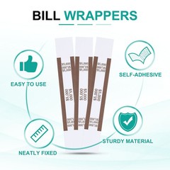 100Pcs Money Band 5000 Dollar Money Bill Wrapper Self-Adhesive Bill Band Brown