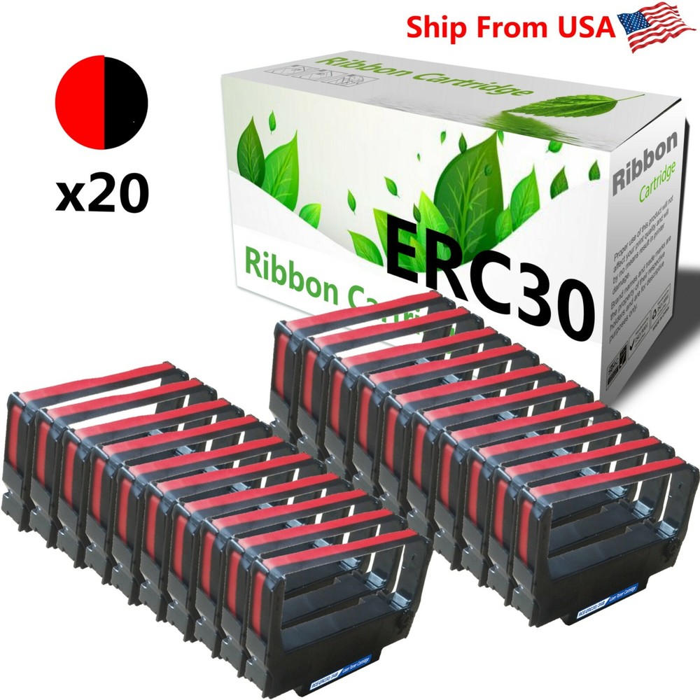 20 Pack ERC-30 Black Red Ribbon Use For Epson TM-300D TM-300PD TM-300 TM-U200