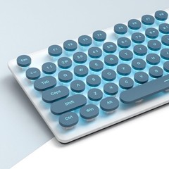 Blue Typewriter 104Key Punk Gaming Retro Wired USB Keyboard LED Ice Backlit